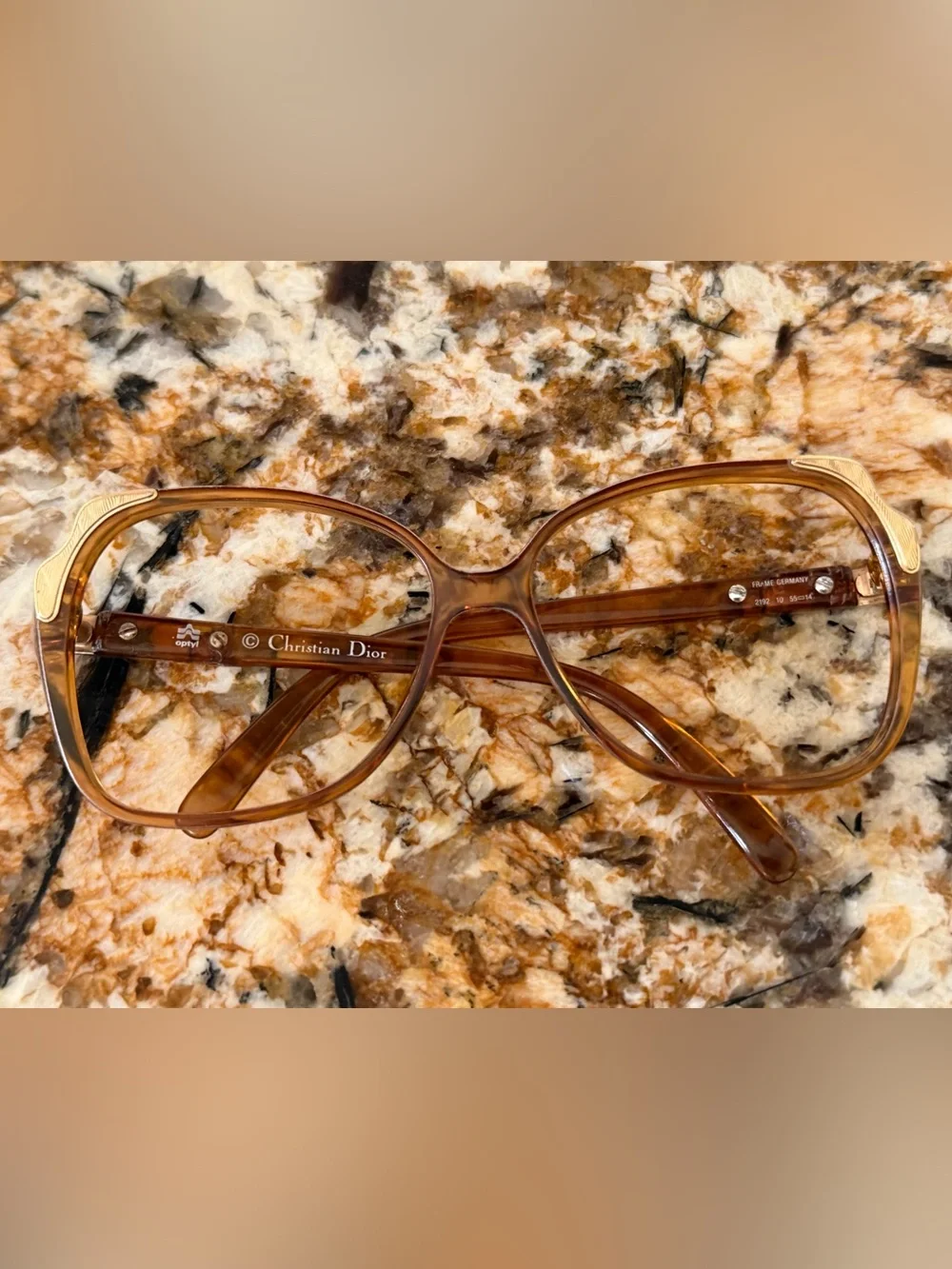 Christian Dior Vintage Women Amber Brown Transparent Glasses RX * Frames Only * - Picture 1 of 3